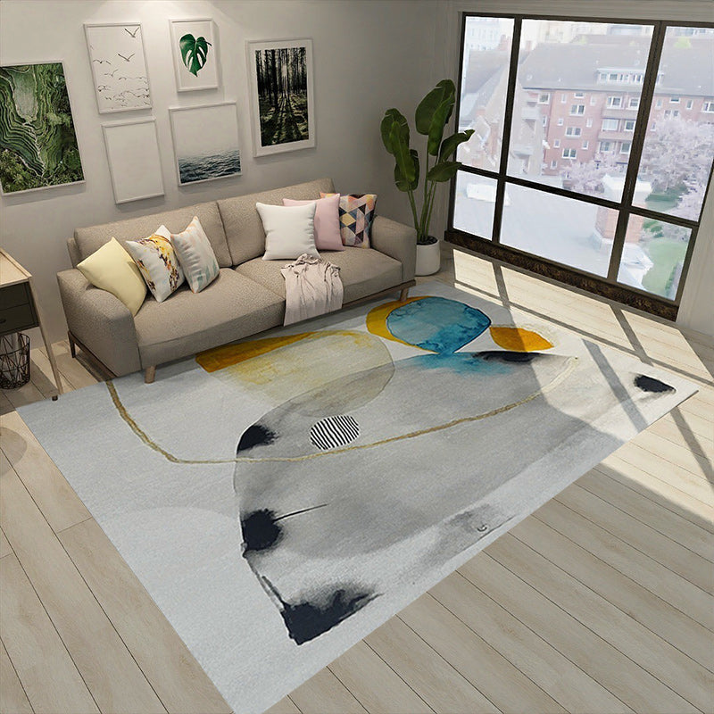 Unique abstract rug gray and yellow casual rug polyester washable rug for the bedroom | Bowlift