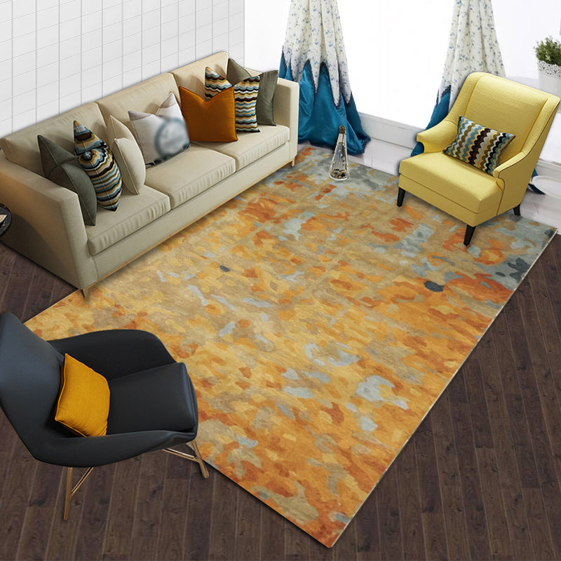 Funky Abstract Rug Orange Casual Rug Polyester Washable Rug for the Bedroom | Bowlift