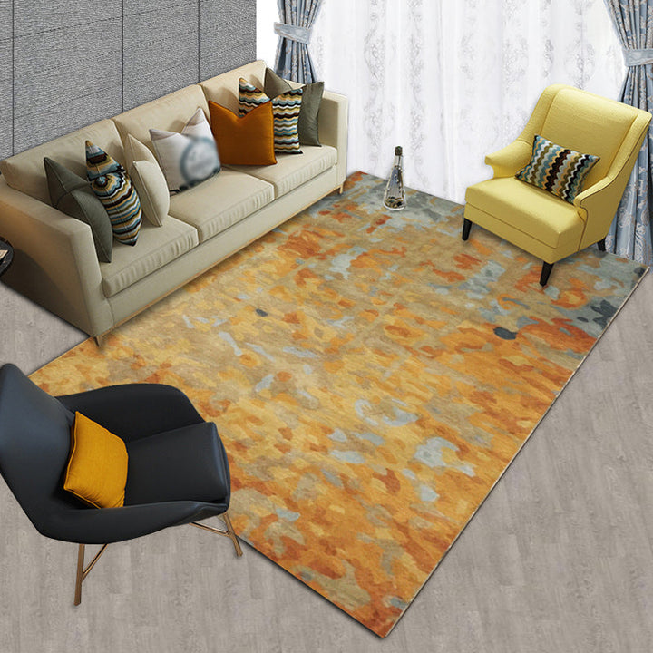 Funky Abstract Rug Orange Casual Rug Polyester Washable Rug for the Bedroom | Bowlift