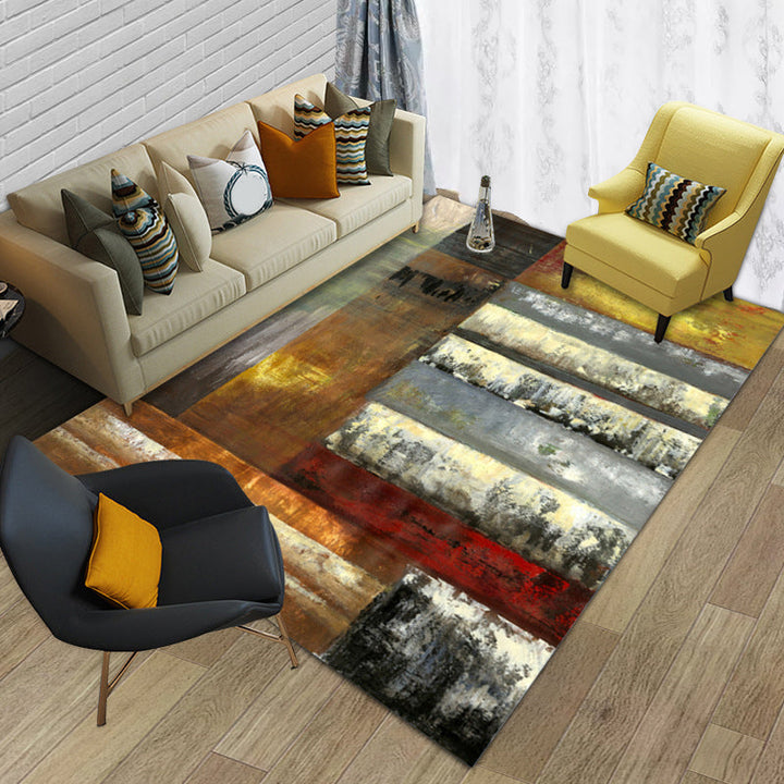 Contemporary Abstract Color Block Rug Multicolored Polyester Rug Washable Rug for the Living Room | Bowlift