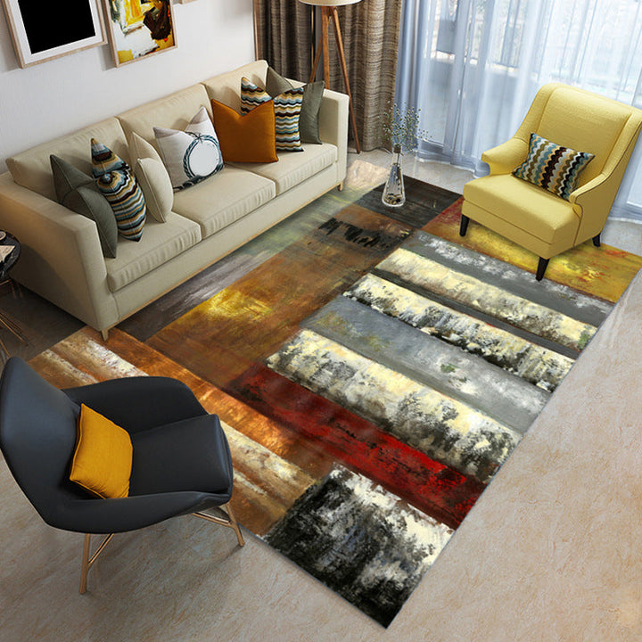 Contemporary Abstract Color Block Rug Multicolored Polyester Rug Washable Rug for the Living Room | Bowlift