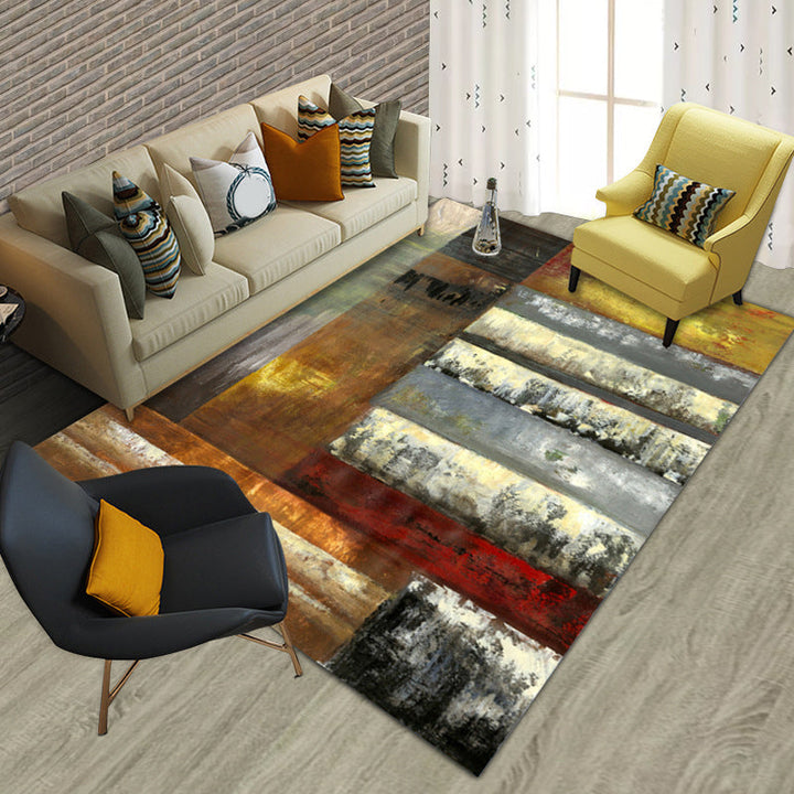 Contemporary Abstract Color Block Rug Multicolored Polyester Rug Washable Rug for the Living Room | Bowlift