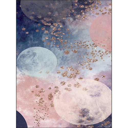 Creative Moon Pattern Rug Pink and Blue Modern Rug Polyester Washable Non-Slip Edge Rug for the Living Room | Bowlift