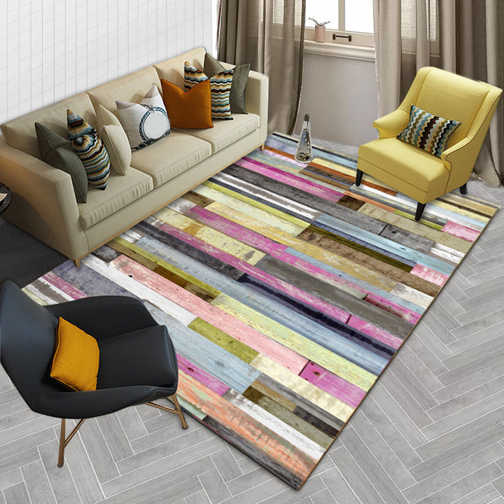 Modern Brushstroke Paint Rug Multicolored Polyester Rug Washable Area Rug for the Living Room | Bowlift