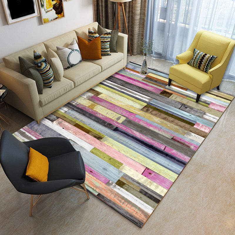 Modern Brushstroke Paint Rug Multicolored Polyester Rug Washable Area Rug for the Living Room | Bowlift