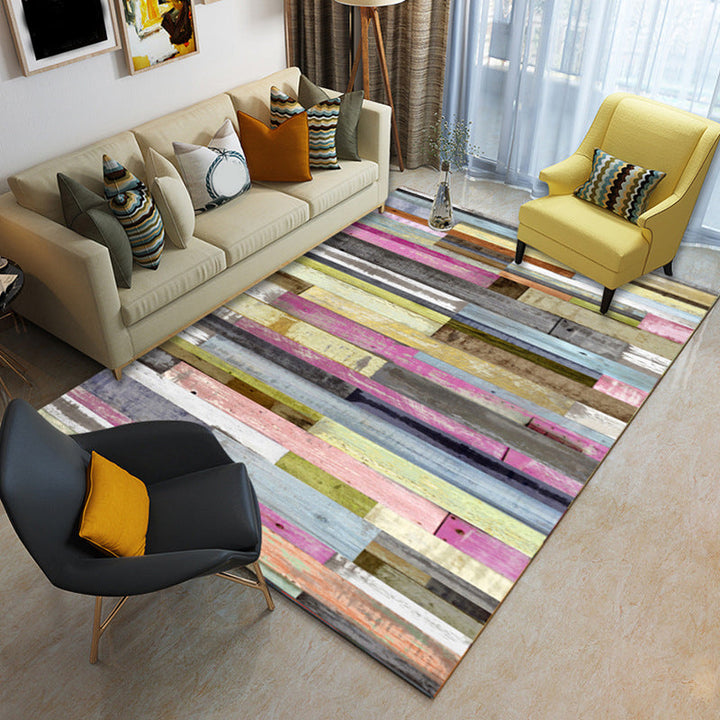 Modern Brushstroke Paint Rug Multicolored Polyester Rug Washable Area Rug for the Living Room | Bowlift