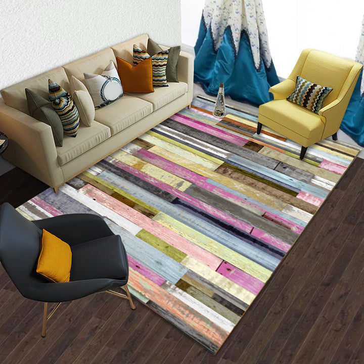 Modern Brushstroke Paint Rug Multicolored Polyester Rug Washable Area Rug for the Living Room | Bowlift