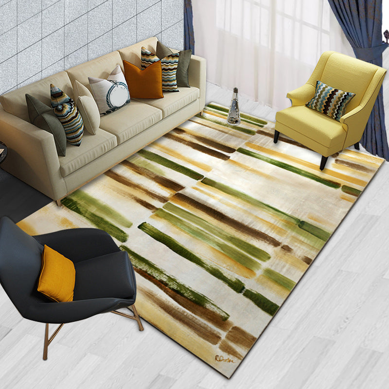 Modern Brushstroke Paint Rug Multicolored Polyester Rug Washable Area Rug for the Living Room | Bowlift