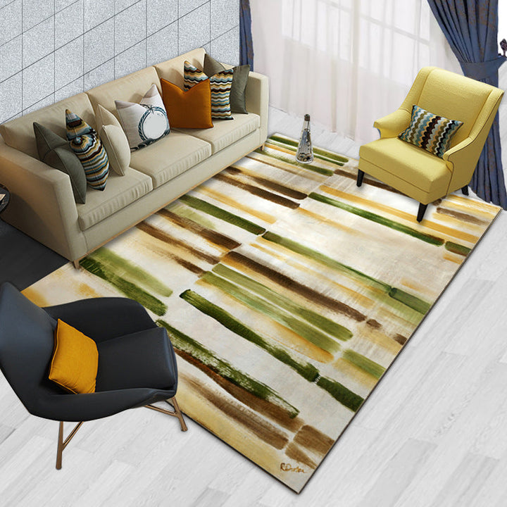 Modern Brushstroke Paint Rug Multicolored Polyester Rug Washable Area Rug for the Living Room | Bowlift