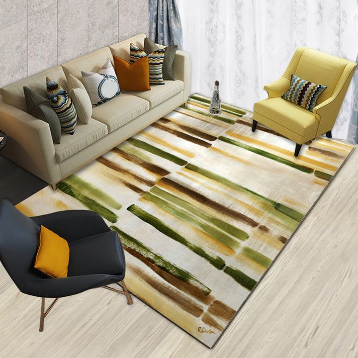 Modern Brushstroke Paint Rug Multicolored Polyester Rug Washable Area Rug for the Living Room | Bowlift