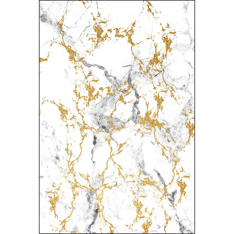 White and gold modern carpet polyester abstract rug washable non-slip backing rug for the living room | Bowlift