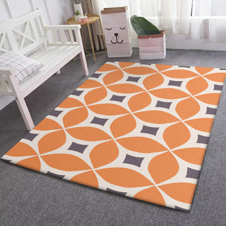Unique geometric pattern rug Orange and Blue Modern rug Polyester Washable Non-slip backing Rug for the living room | Bowlift