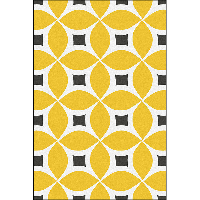 Unique geometric pattern rug Orange and Blue Modern rug Polyester Washable Non-slip backing Rug for the living room | Bowlift