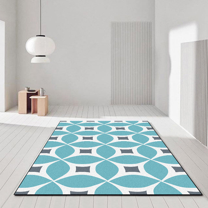 Unique geometric pattern rug Orange and Blue Modern rug Polyester Washable Non-slip backing Rug for the living room | Bowlift
