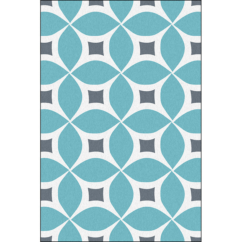 Unique geometric pattern rug Orange and Blue Modern rug Polyester Washable Non-slip backing Rug for the living room | Bowlift