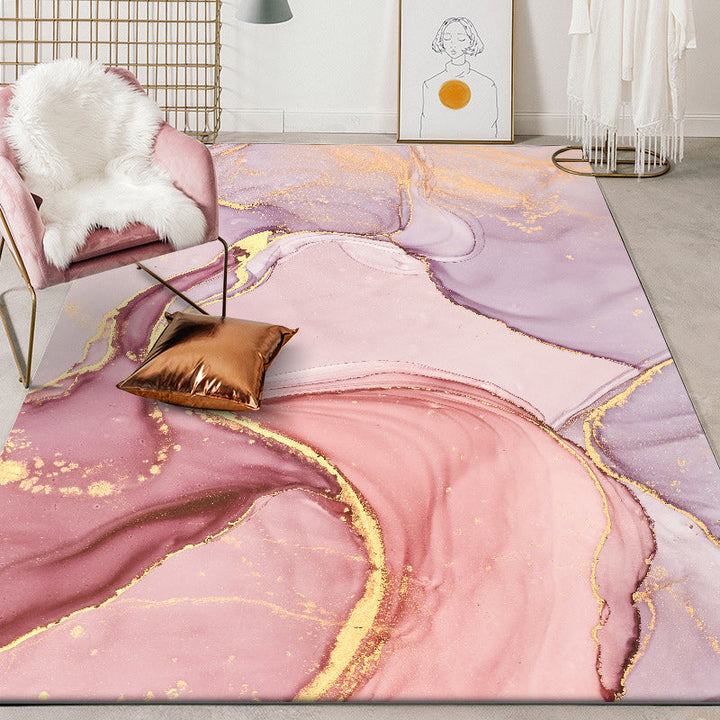 Purple and Pink Modern Rug Polyester Watercolor Print Rug Machine Washable Non-Slip Rug for the Living Room | Bowlift