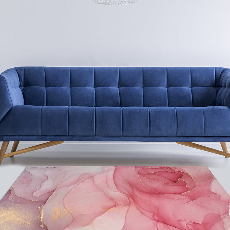 Purple and Pink Modern Rug Polyester Watercolor Print Rug Machine Washable Non-Slip Rug for the Living Room | Bowlift