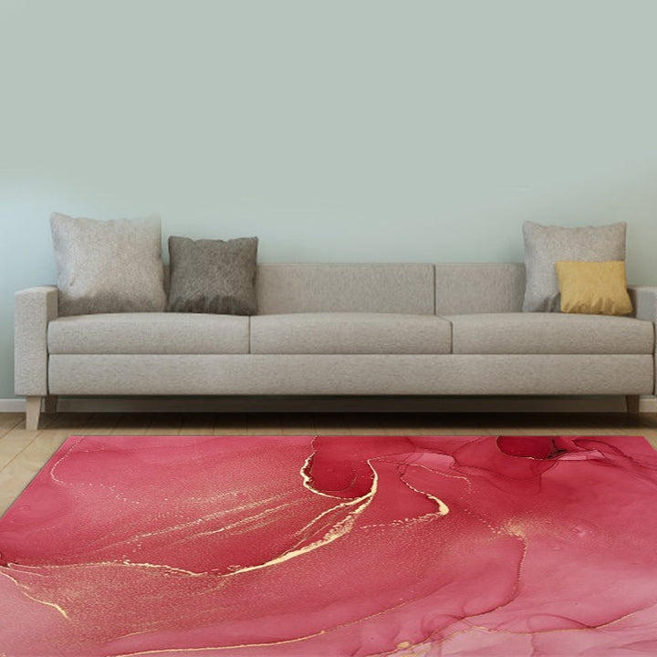 Purple and Pink Modern Rug Polyester Watercolor Print Rug Machine Washable Non-Slip Rug for the Living Room | Bowlift