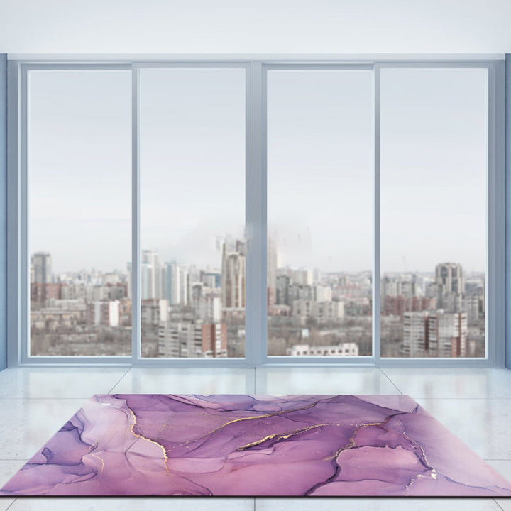 Purple and Pink Modern Rug Polyester Watercolor Print Rug Machine Washable Non-Slip Rug for the Living Room | Bowlift