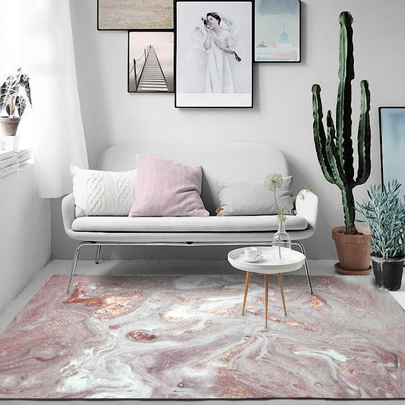 Unique watercolor pattern rug pink novelty rug polyester washable non-slip backing rug for living room | Bowlift