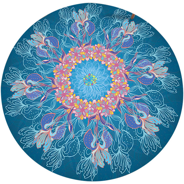 BowLift | Mediterranean Botanical Floral Pattern Rug Blue Flannel Rug Machine Washable Non-Slip Rug for Bedroom