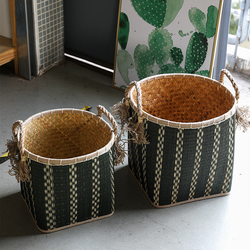 Unisex Handwoven Storage Basket with Decorative Fringes Bowlift