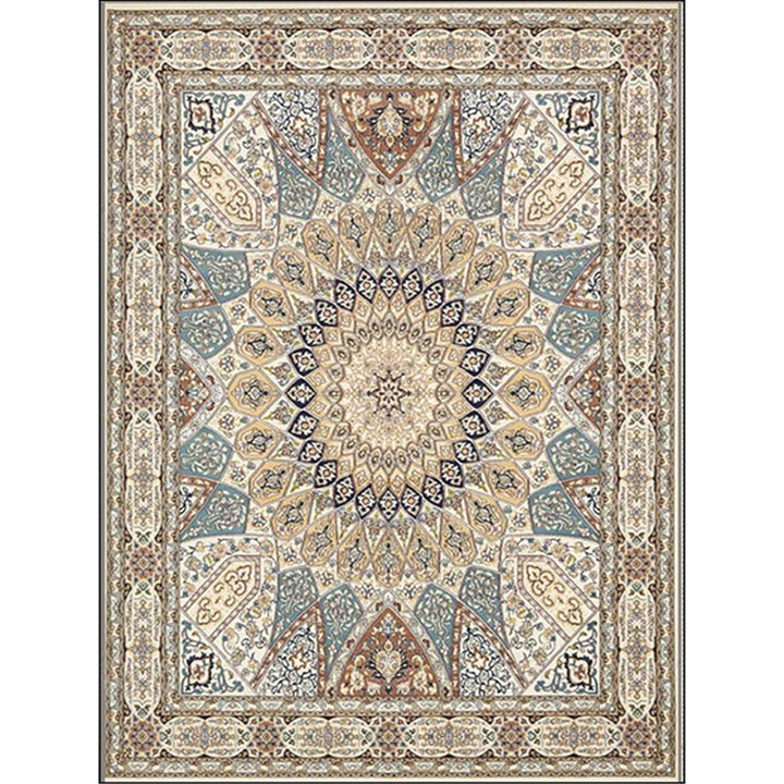 BowLift | Mediterranean Moroccan Carpet in Brown Medallion Irregular Shape Pattern Rug Polyester Non-Slip Rug for Home Decor