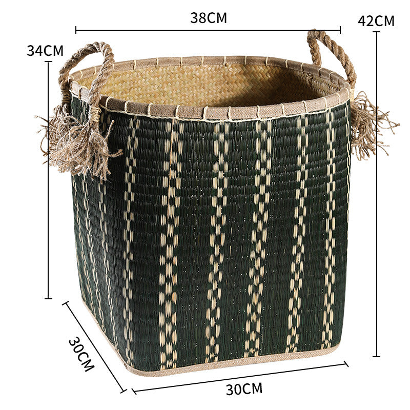 Unisex Handwoven Storage Basket with Decorative Fringes Bowlift