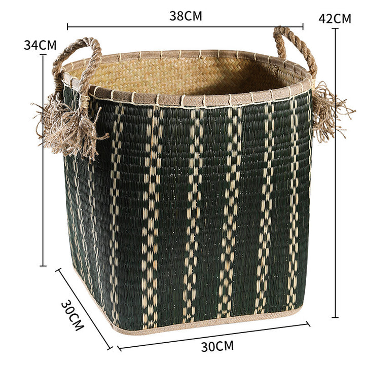 Unisex Handwoven Storage Basket with Decorative Fringes Bowlift