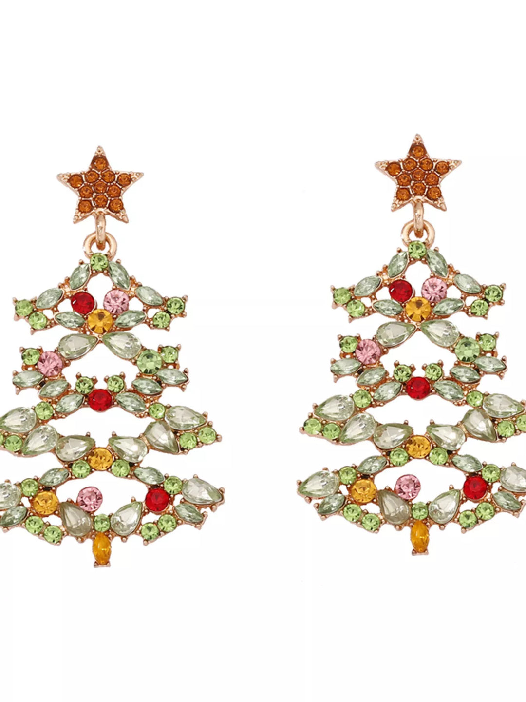BowLift | Christmas Tree Earrings with Rhinestones