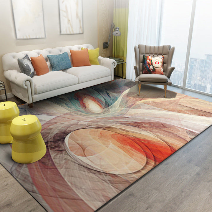 Apricot and Green New Arrivals Rug Polyester Abstract Rug Washable Non-Slip Back Rug for Living Room | Bowlift