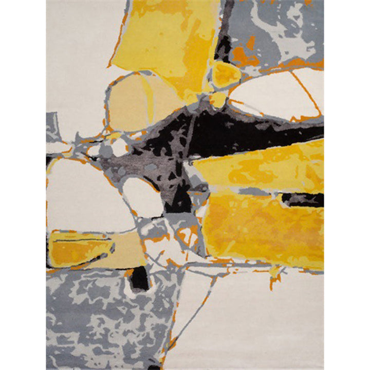 Modern watercolor pattern rug yellow and beige polyester rug washable non-slip backing rug for bedroom | Bowlift