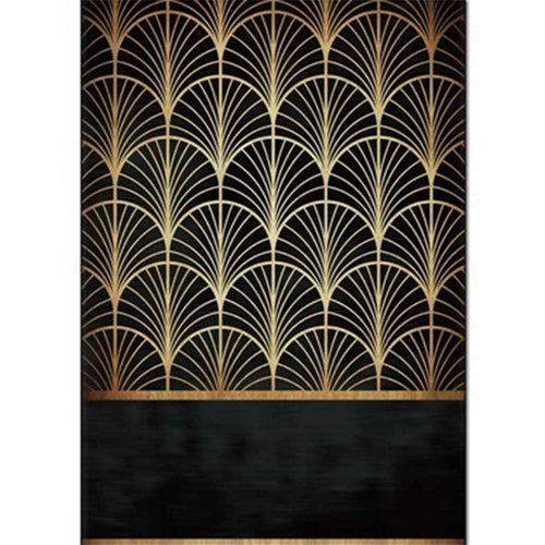 Stylish apricot leaf pattern rug black and gold novelty rug polyester washable non-slip back rug for living room | Bowlift