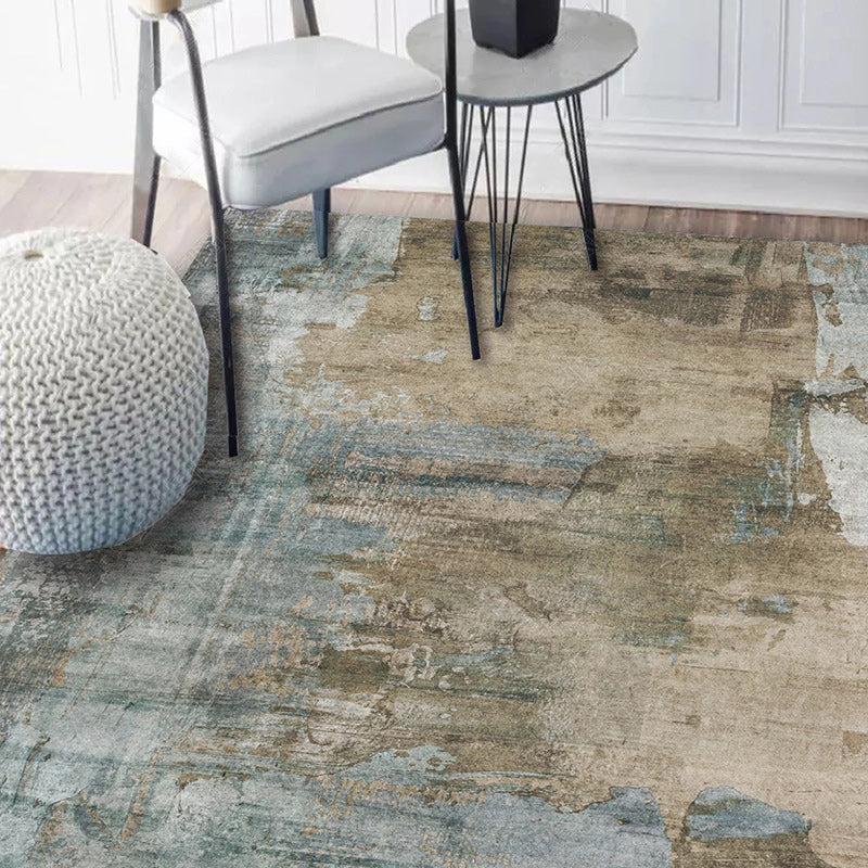 Whitewash Abstract Carpet Light Camel Industrial Carpet Polyester Washable Non-slip Underlay Rug for Living Room | Bowlift