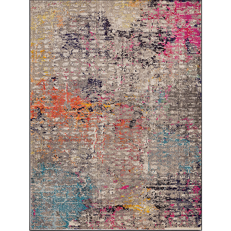 Brown Multicolored Modern Rug Polyester Oil Painting Print Rug Washable Non-Slip Back Rug for the Living Room | Bowlift