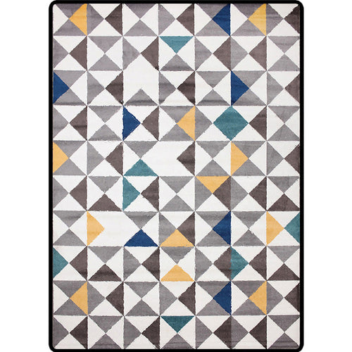 Scandinavian Modern Rug in White Geometric Triangle Pattern Rug Polyester Washable Rug for Home Decor | Bowlift