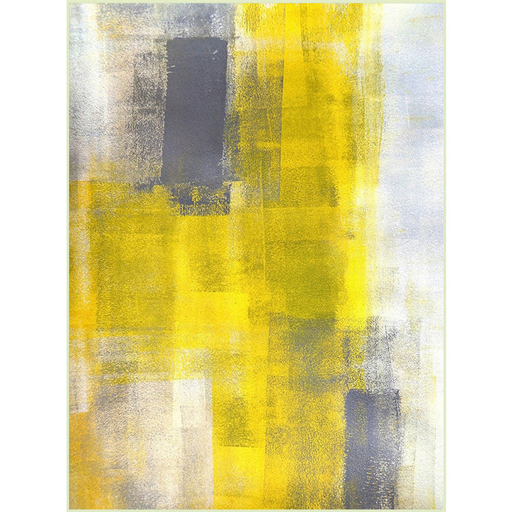 Yellow and gray contemporary carpet polyester brushstroke painting printed carpet washable non-slip backing carpet for living room | Bowlift