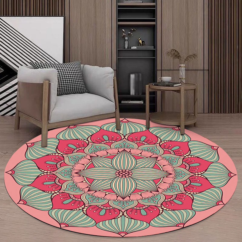 BowLift | Vintage Floral Print Rug Pink Flannel Rug Machine Washable Non-Slip Rug for Bedroom