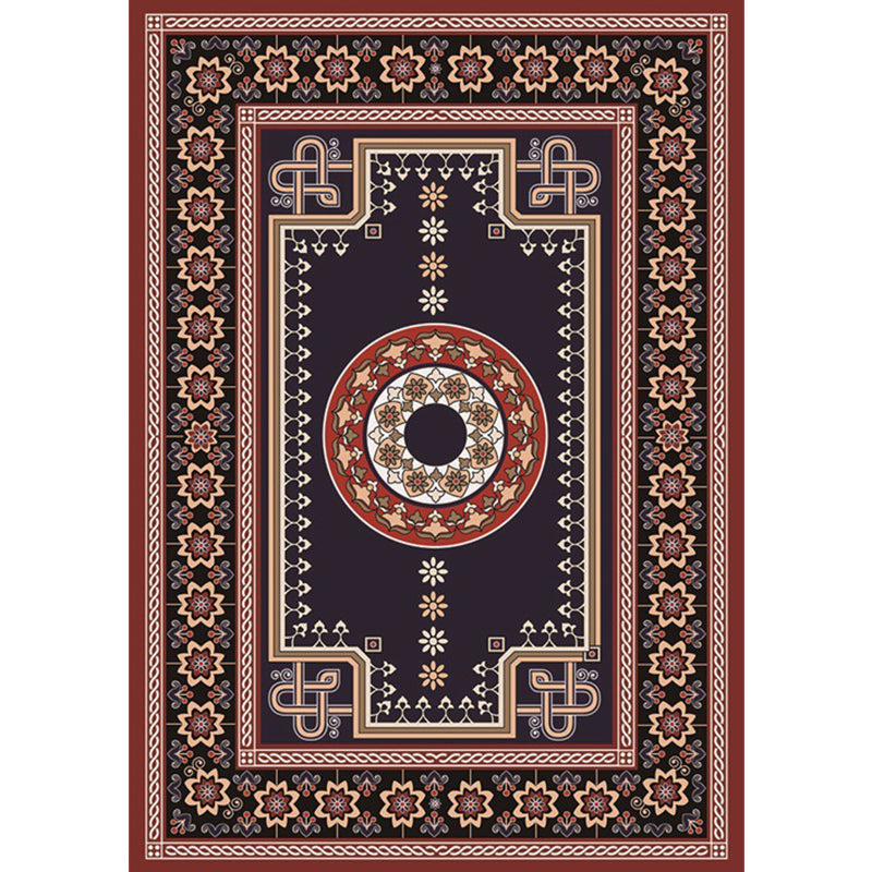 BowLift | Moroccan Living Room Rug in Brown Medallion Flower Pattern Carpet Polyester Non-slip Washable Rug