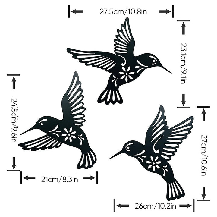 BowLift | Set of 3 Metal Hummingbird Wall Art Decoration