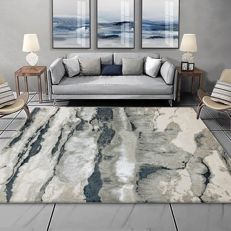 Minimalist Modern Rug in Gray Abstract Landscape Pattern Rug Polyester Washable Rug for Home Decor | Bowlift