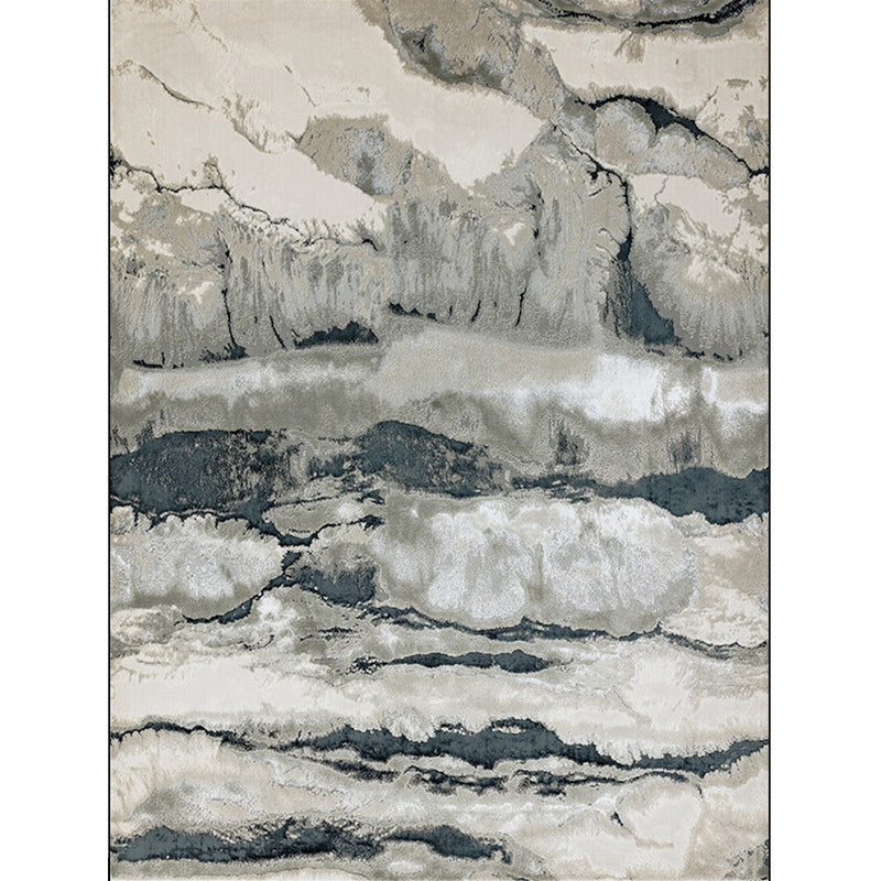 Minimalist Modern Rug in Gray Abstract Landscape Pattern Rug Polyester Washable Rug for Home Decor | Bowlift