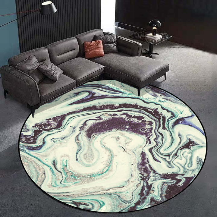Teal Bedroom Rug Modern Abstract Marble Pattern Area Rug Polyester Machine Washable Stain Resistant Rug | Bowlift