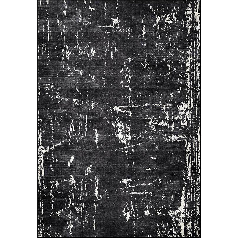 BowLift | Black Industrial Floor Rug Polyester Abstract Rug Washable Non-Slip Underlay Flooring for Living Room