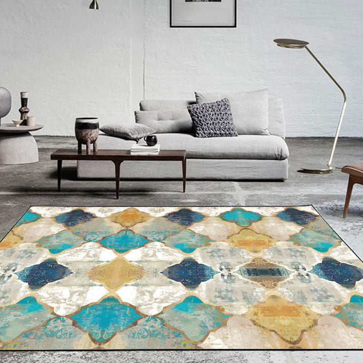 BowLift | Moroccan Living Room Carpet in Ivory Diamond Pattern Carpet Polymer Non-Slip Back Stain Resistant Area Rug