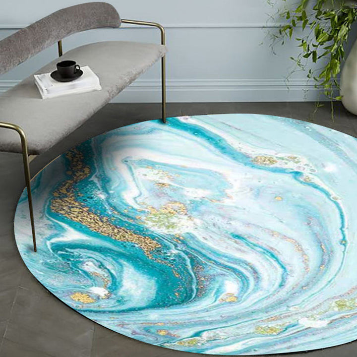 Blue Bedroom Rug Modern Abstract Sea Water Pattern Rug Polyester Washable Pet-Friendly Rug | Bowlift
