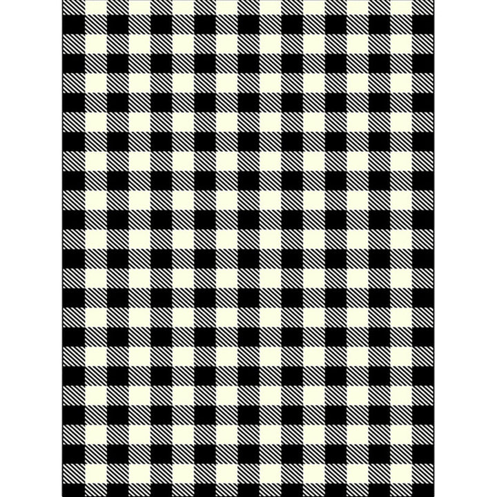 Modern living room rug in black-white small grid print rug polyester machine washable area rug | Bowlift