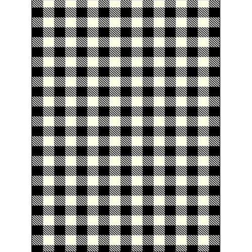 Modern living room rug in black-white small grid print rug polyester machine washable area rug | Bowlift