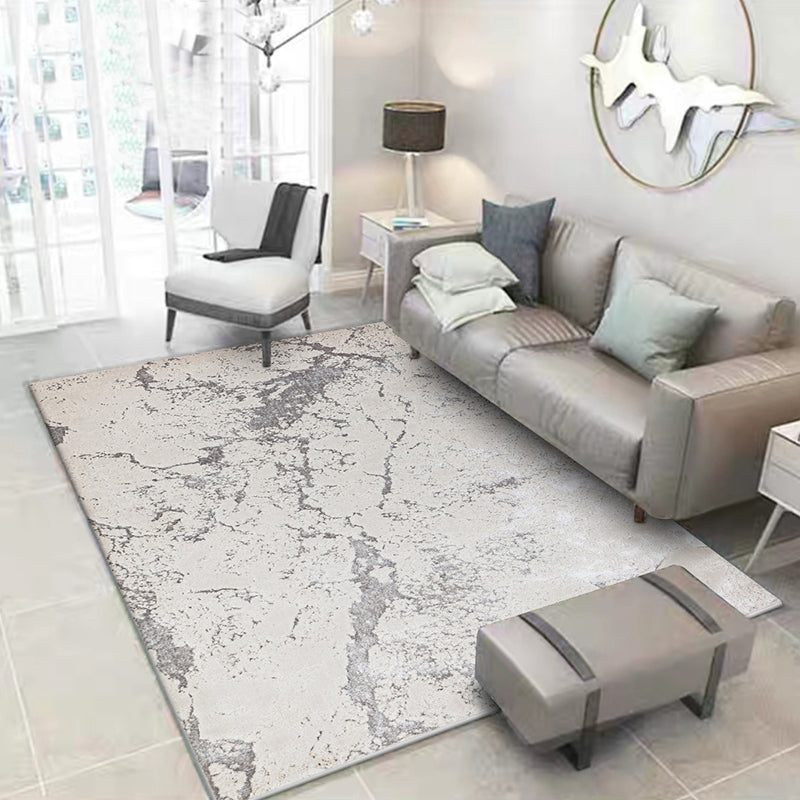 Nordic Modern Rug in Ivory Abstract Marble Pattern Rug Polyester Machine Washable Non-Slip Rug for Home Decor | Bowlift