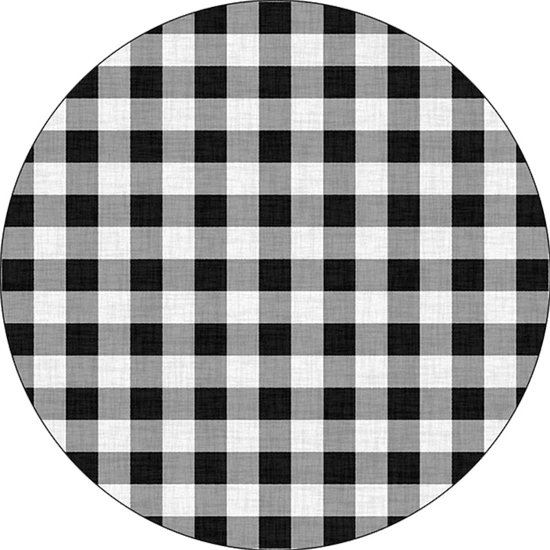 Modern Living Room Rug in Black-White Check Print Rug Polyester Washable Non-Slip Rug | Bowlift